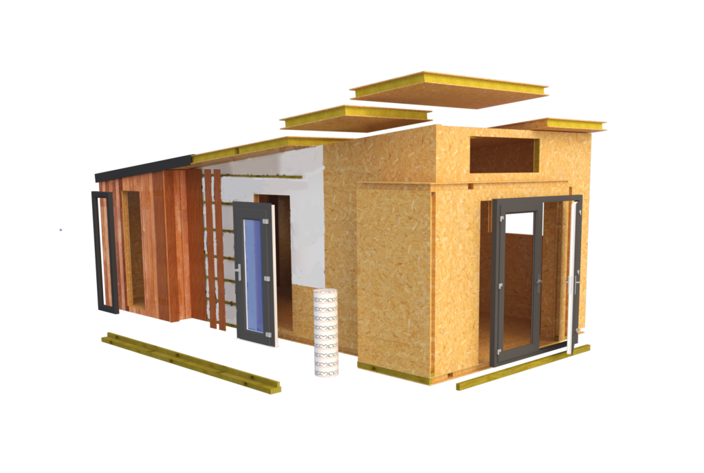 Sectional image of a SIPS panel modular building make up